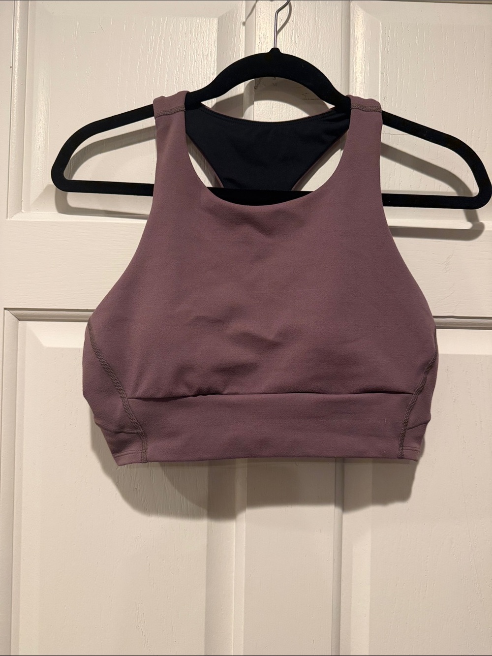Zella High-Neck Sports Bra in Mauve with Black Racerback